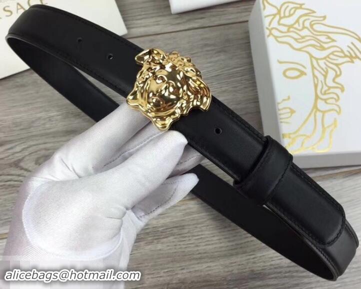 Most Popular Versace Width 3cm Palazzo Belt With Medusa Buckle 602312 Black/Gold