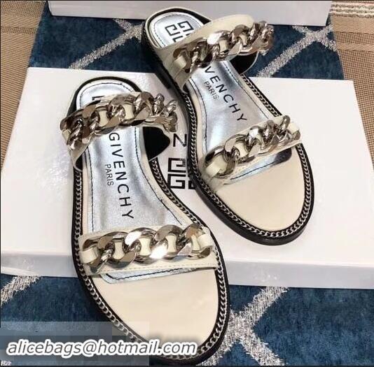 Imitation Givenchy Double-Chain Jelly Flat Sandals G93803 White 2019