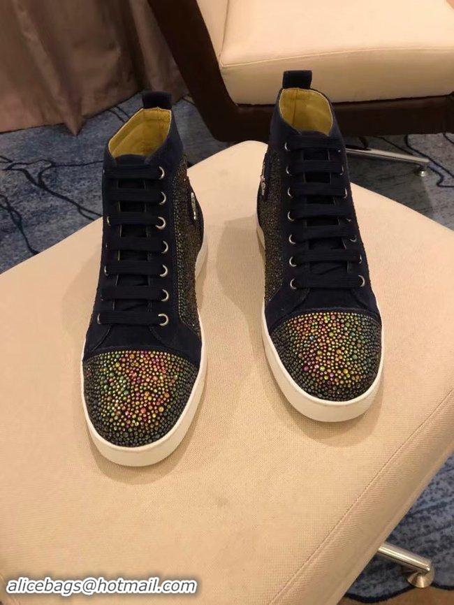 New Fashion CHRISTIAN LOUBOUTIN Pik Boat glitter leather sneakers CL1041