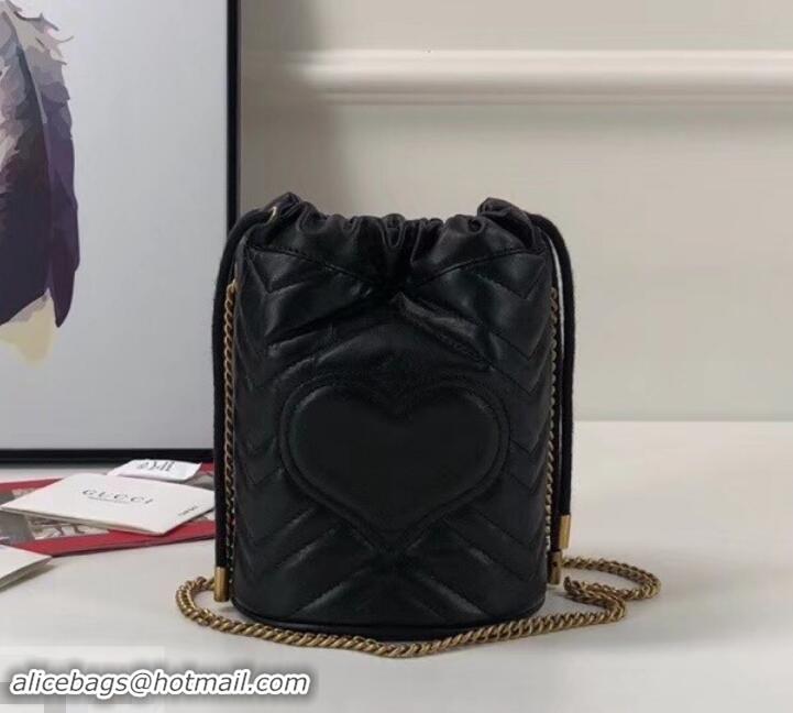 Grade Gucci GG Marmont Double G Mini Bucket Bag 575163 Black 2019 
