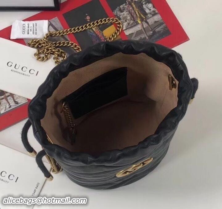 Grade Gucci GG Marmont Double G Mini Bucket Bag 575163 Black 2019 