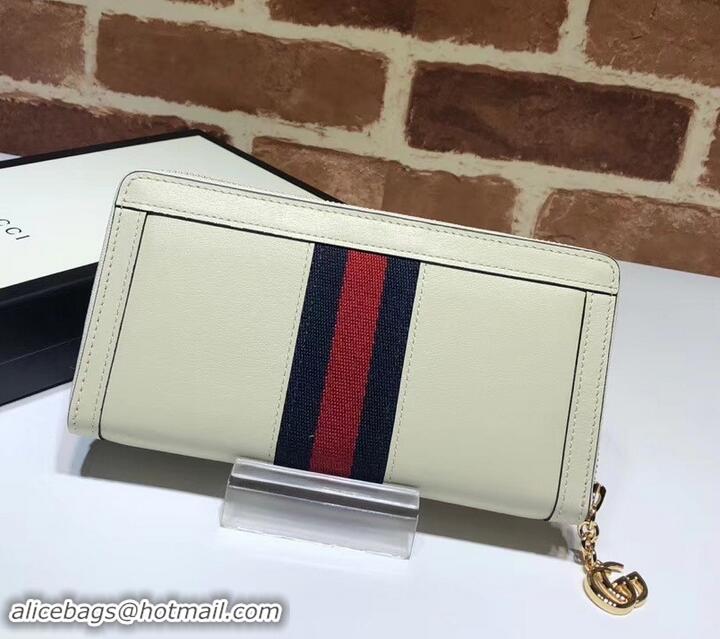 Generous Gucci Web Ophidia Zip Around Wallet 523154 Leather White 2019