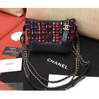 Classic Practical Chanel Tweed/Calfskin Gabrielle Small/Medium Hobo Bag A91810/A93824 Black/Blue/Orange