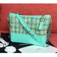 Discount Chanel Tweed/Calfskin Gabrielle Medium Hobo Bag A93824 Light Green
