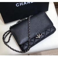 Trendy Design Chanel Nude/Quilting Grained Calfskin Wallet On Chain WOC Bag A84428 Black