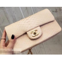 Best Quality Chanel Python Classic Flap Small Bag A1116 Beige