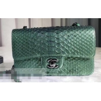 Pretty Style Chanel Python Classic Flap Small Bag A1116 Green