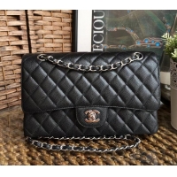 Best Grade Chanel Classic Flap Medium Bag 1112 black in caviar Leather with silver Hardware