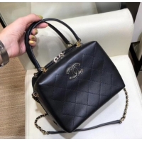 Good Quality Chanel Quilting Calfskin Mini Bowling Bag AS0351 Black 2019