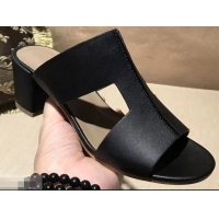 Famous Brand Hermes Heel 5cm Ostia Sandals H94207 Black 2019