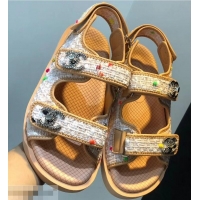 Buy Cheap Chanel Tweed CC Logo Magic Loop Sandals G34726 Beige 01 2019
