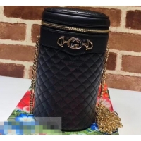 Top Design Gucci Interlocking G Horsebit Quilted Leather Belt Bag 572298 Black 2019