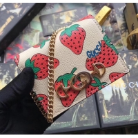 Unique Grade Gucci Zumi Grainy Leather Card Case Wallet 570660 Strawberry 2019