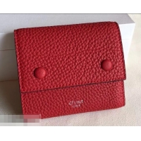 Cheap Price Celine Grained Leather Small Flap Folded Multifunction Wallet 600914 Red
