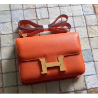 Elegant Hermes Constance 23 Bag in original Epsom Leather 600933 orange
