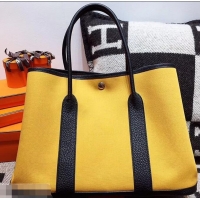 Hot Style Hermes Canvas Garden Party 36 Bag 601035 Yellow/Black