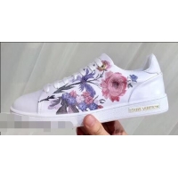 Chic Reproduction Louis Vuitton Frontrow Sneakers Floral Print LV92131 White