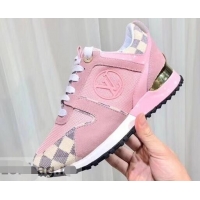 Best Discount Louis Vuitton Run Away Sneakers LV92245 Damier Azur Canvas Pink