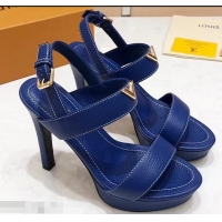 Discount Louis Vuitton Heel 10.5cm Platform 2cm New Wave Sandals LV91901 Blue 2019