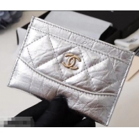 Luxurious Chanel Aged Calfskin Gabrielle Card Holder A84386 Silver