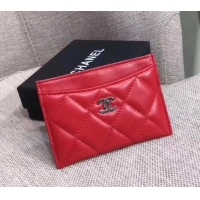 Good Looking Chanel Lambskin Classic Card Holder A31510 Red