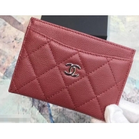 Sumptuous Chanel Caviar Leather Classic Card Holder A31510 Burgundy