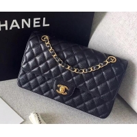 Classic Chanel original quality Medium Classic Flap Bag 1112 black in caviar Leather with gold Hardware 