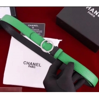 Imitation Chanel Grained Leather Crystal Buckle Belt Green/Black 550166