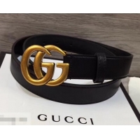 Charming Gucci 3cm Wide Leather Belt With gold gg buckle 906184
