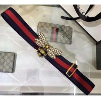 Good Product Gucci Width 4cm Blue/Red Web Belt with Bee 453277