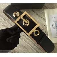 Classic Gucci Width 4.8cm Leather Belt Black With Square Buckle 4532718