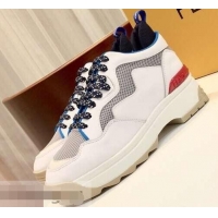 Best Price Fendi Padded Cushion Leather Lace-Up Sneakers F91606 White 2019