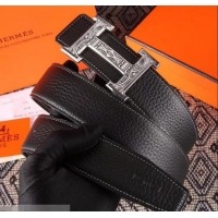 Sumptuous Hermes Grained Calfskin Leather Belt 619012