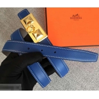 Best Quality Hermes Width 2.5cm Collier De Chien Buckle Belt 619018 Blue/Gold