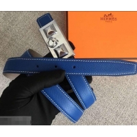 Custom Hermes Width 2.5cm Collier De Chien Buckle Belt 619018 Blue/Silver