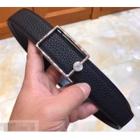 Luxury Hermes Width 3.2cm Oscar Buckle Reversible Leather Belt 619025 Black/Silver