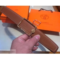 Best Price Hermes Width 3.2cm Oscar Buckle Reversible Leather Belt 619025 Brown/Gold