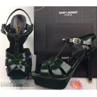 Cheapest Saint Laurent Tribute Sandals In Patent Leather Y96433 Green