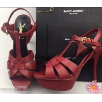 Low Price Saint Laurent Tribute Sandals In Smooth Leather Y96451 Dark Red