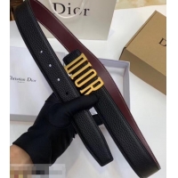 Luxury Dior Black Leather Belt 38MM Width Gold DIOR Buckle 931034