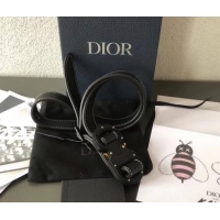 Well Crafted Dior Width 2.5cm Belt with Round CD Buckle in Grained Calfskin 931041 Black