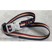 Best Quality Dior Width 2.5cm Belt with Square CD Buckle in 931043 Canvas Striped Blue/Red/Beige