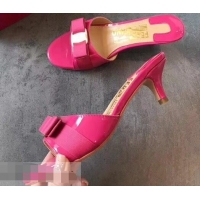 Imitation Bulk Ferragamo Heel 6cm Vara Bow Slide Sandals F94901 Fuchsia 2019