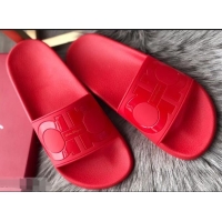 Buy Imitation Ferragamo PVC Gancini Slide Sandals F94902 Red 2019