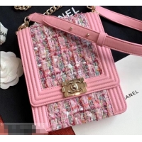 Grade Design Chanel Boy North/South Small Flap Bag AS0130 Tweed Pink 2019