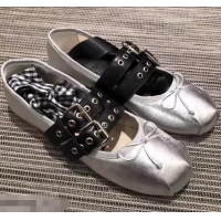 Inexpensive Miu Miu Leather Ballerinas With Belts 5F466A Silver