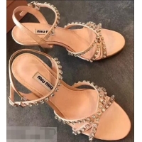 Super Quality Miu Miu Satin Sandals 85mm Heel/Satin Sandals with Jeweled 65mm Heel MM8917 Pink