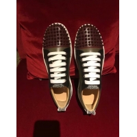 Top Quality CHRISTIAN LOUBOUTIN Pik Boat glitter leather sneakers CL1049