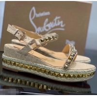 Good Product Christian Louboutin 60MM Pyraclou Rockstud Wedges CL9715