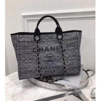 Buy Unique Chanel Original Canvas Leather Tote Shopping Bag 92298 Black